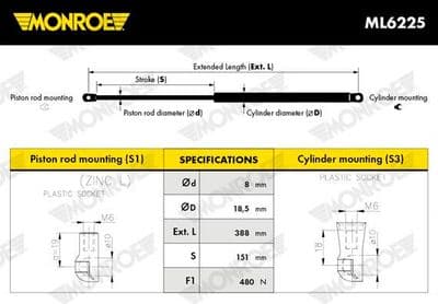 Gazlı amortisör, bagaj/yükleme bölümü MONROE MaxLift